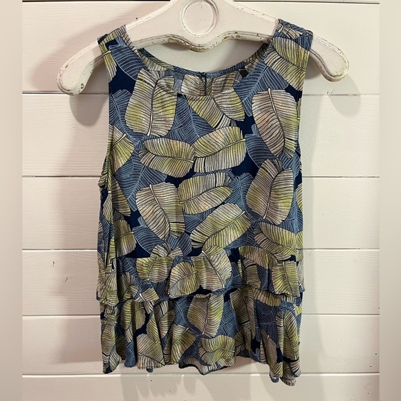 LOIS Tropical Print Sleeveless Ruffle Top – Size M - Picture 1 of 8